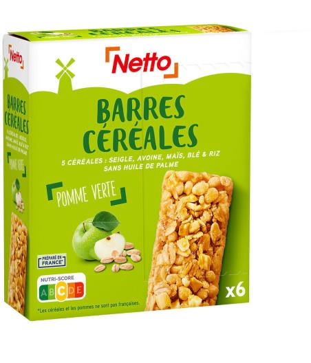 BARRES CEREALIERES A LA POMME X6 -  NETTO 125G