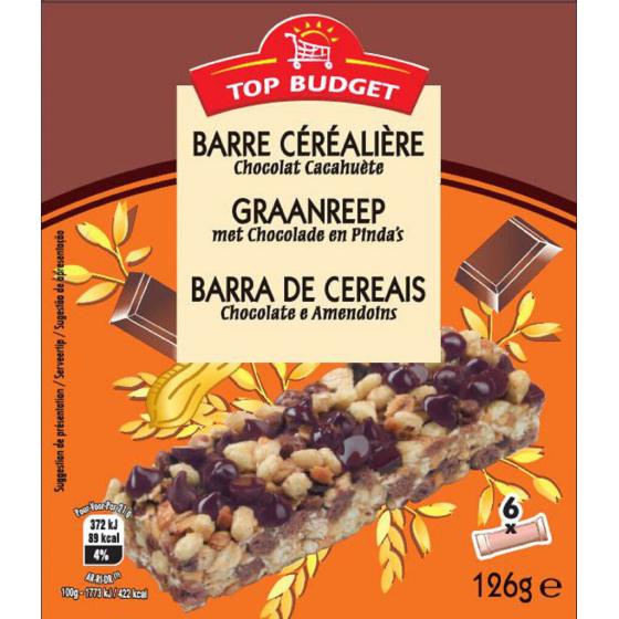 BARRES DE CEREALES CHOCOLAT CACAHUETES 125 G
