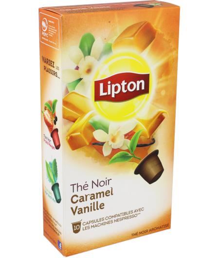 CAPSULES THE NOIR CARAMEL VANILLE LIPTON 25G