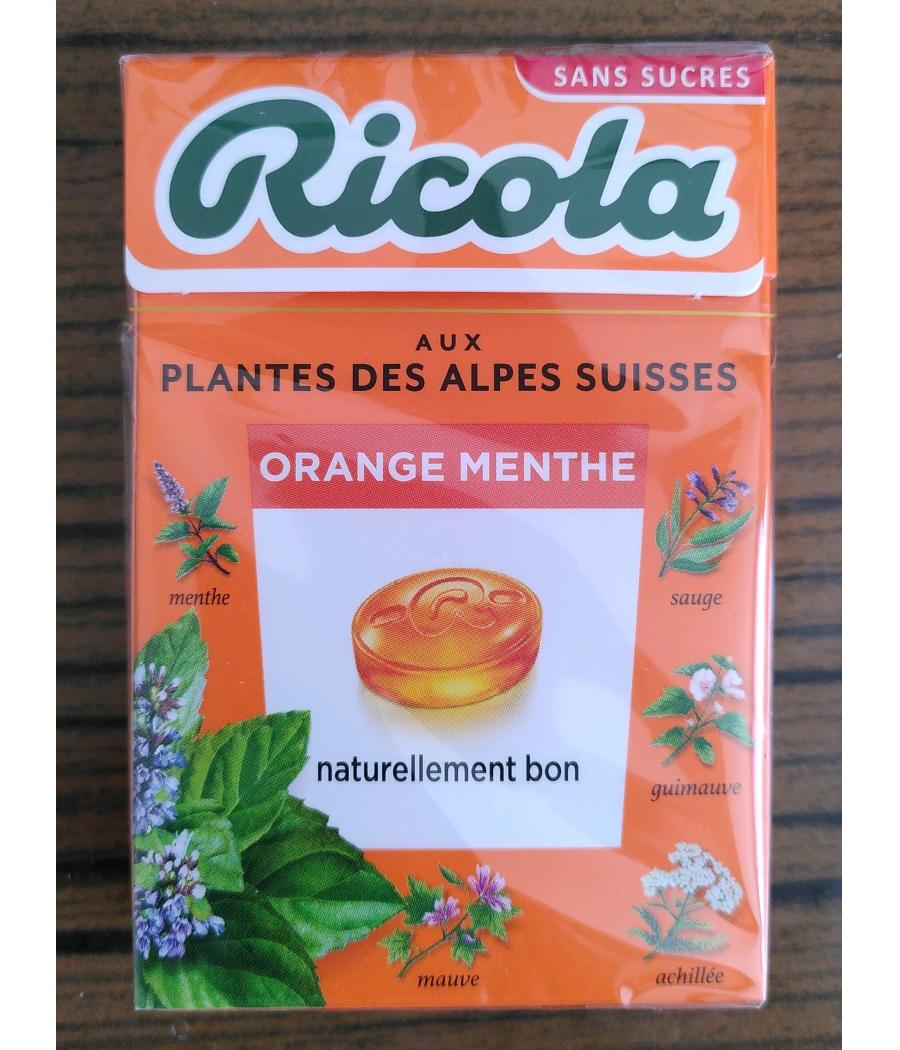 BONBONS ORANGE MENTHE SANS SUCRES RICOLA 50 G