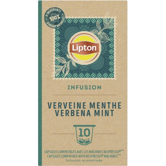 LIPTON INFUSION VERVEINE MENTHE 10 CAPSULES COMPATIBLES 25 G