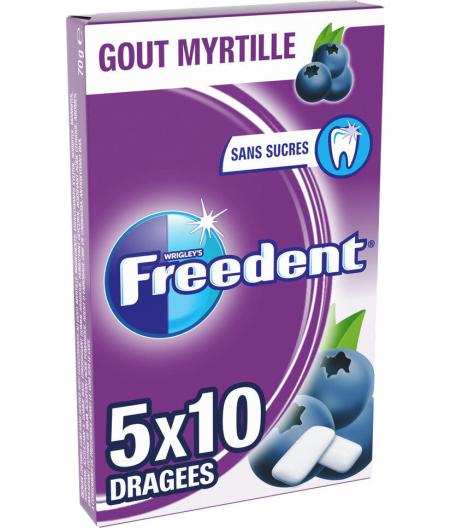 CHEWING-GUM FREEDENT MYRTILLE 70G 5X10