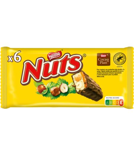 BARRES CHOCOLATEES NOISETTE NUTS NESTLE 252G