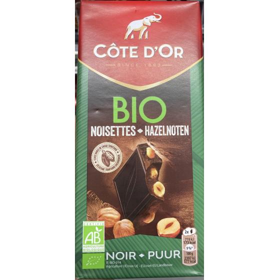 TABLETTE DE CHOCOLAT BIO NOISETTES COTE D'OR 150 G