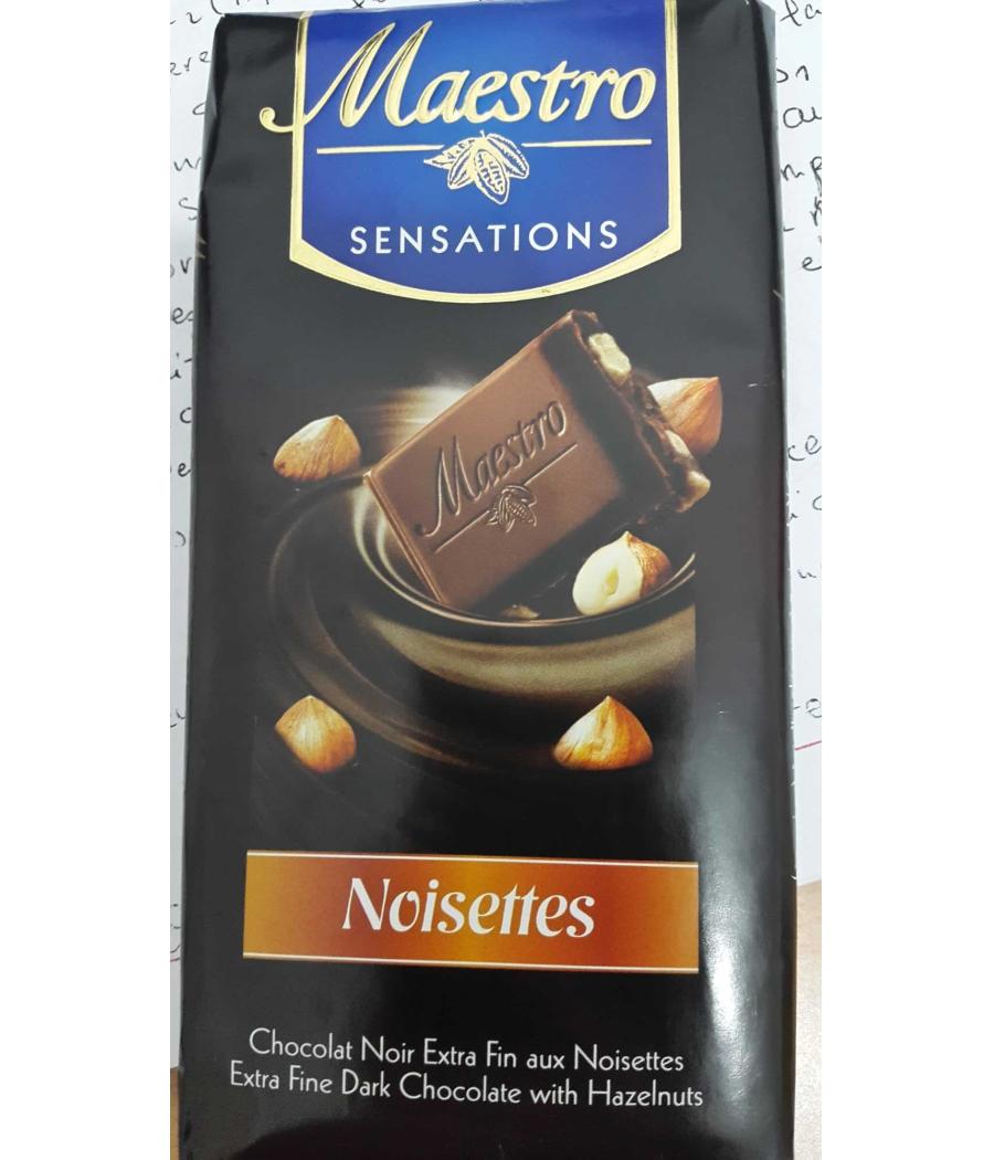 CHOCOLAT NOIR EXTRA FIN AUX NOISETTES 90 G