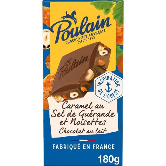 TABLETTE DE CHOCOLAT AU LAIT CARAMEL ET NOISETTES POULAIN 180G