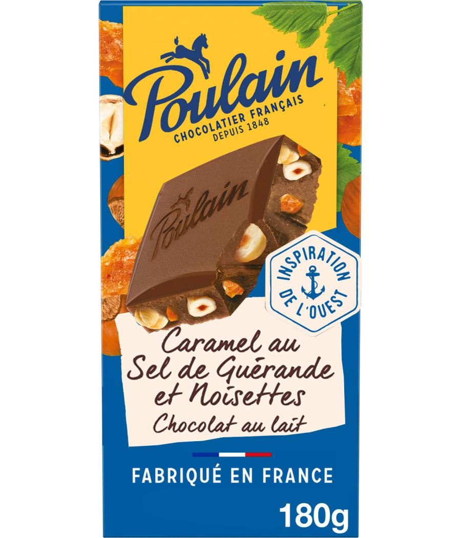 TABLETTE DE CHOCOLAT AU LAIT CARAMEL ET NOISETTES POULAIN 180G