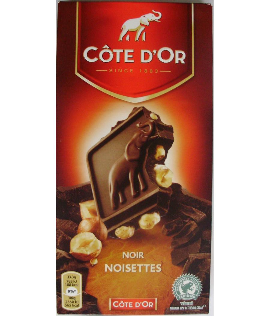TABLETTE DE CHOCOILAT NOIR NOISETTES COTE D'OR 200G