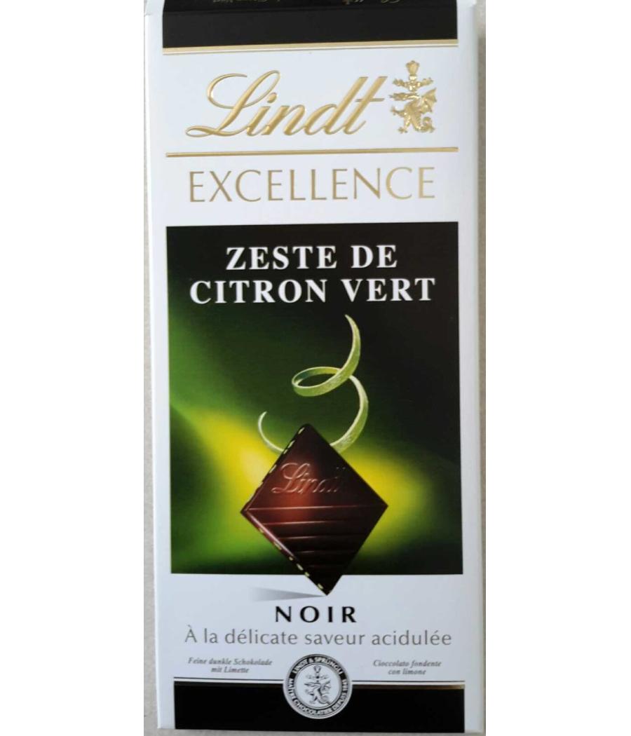 CHOCOLAT  NOIR AU  ZESTE DE CITRON VERT LINDT 100G