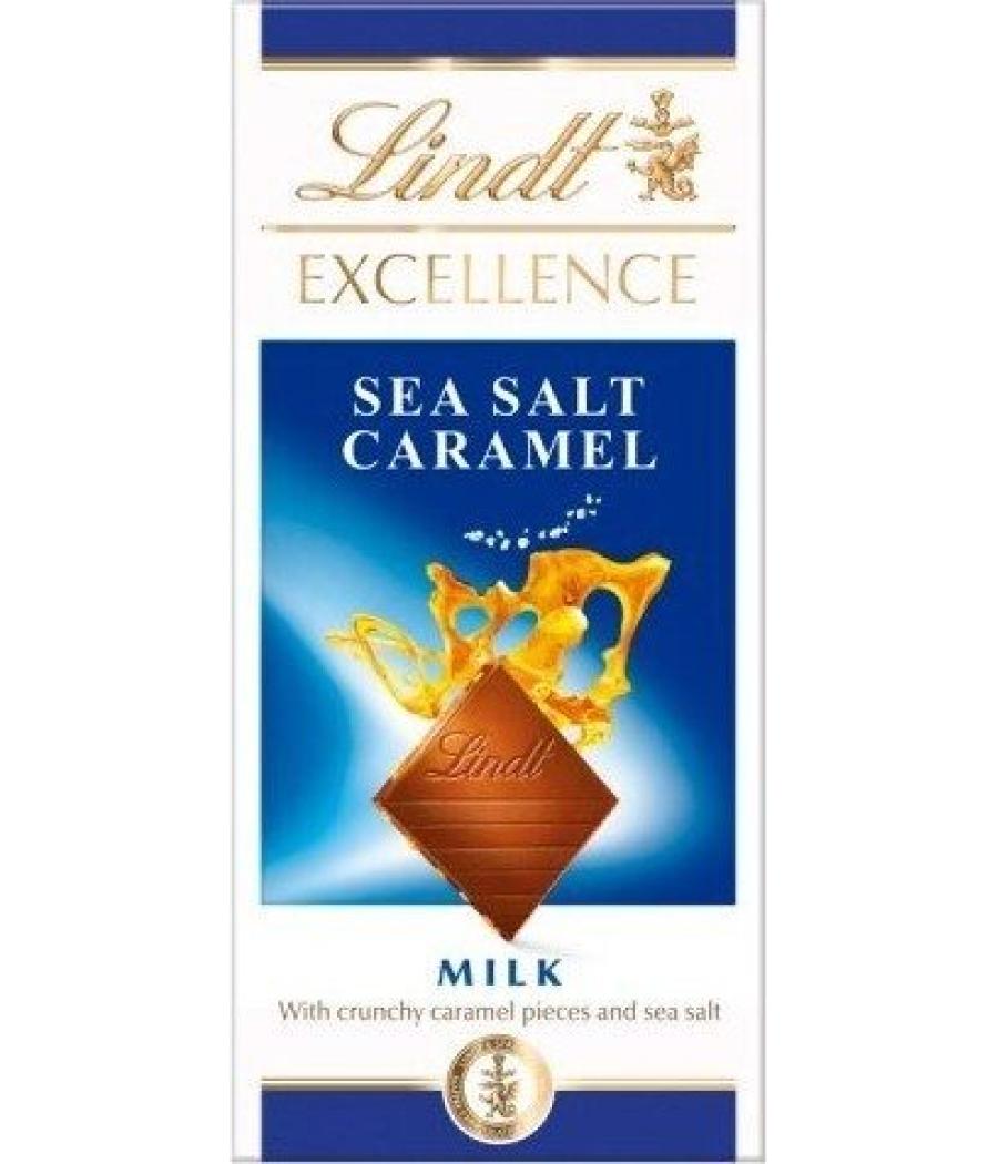 CHOVOLAT AU  LAIT CARAMEL A LA POINTE DE SEL LINDT 100G