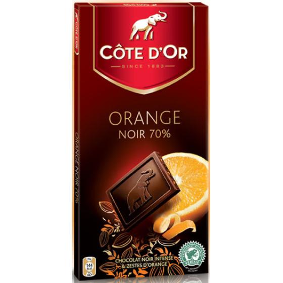 CHOCOLAT NOIR ET ZESTE  D'ORANGE COTE D'OR 100G