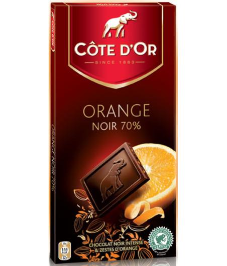 CHOCOLAT NOIR ET ZESTE  D'ORANGE COTE D'OR 100G