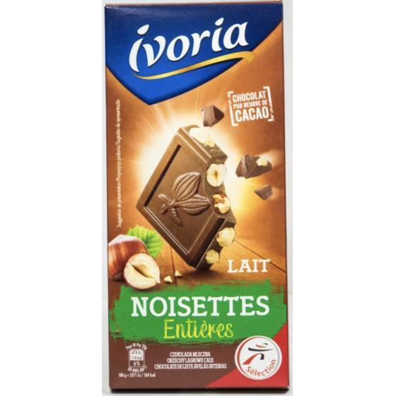 CHOCOLAT AU LAIT AUX NOISETTES ENTIERES 200 G
