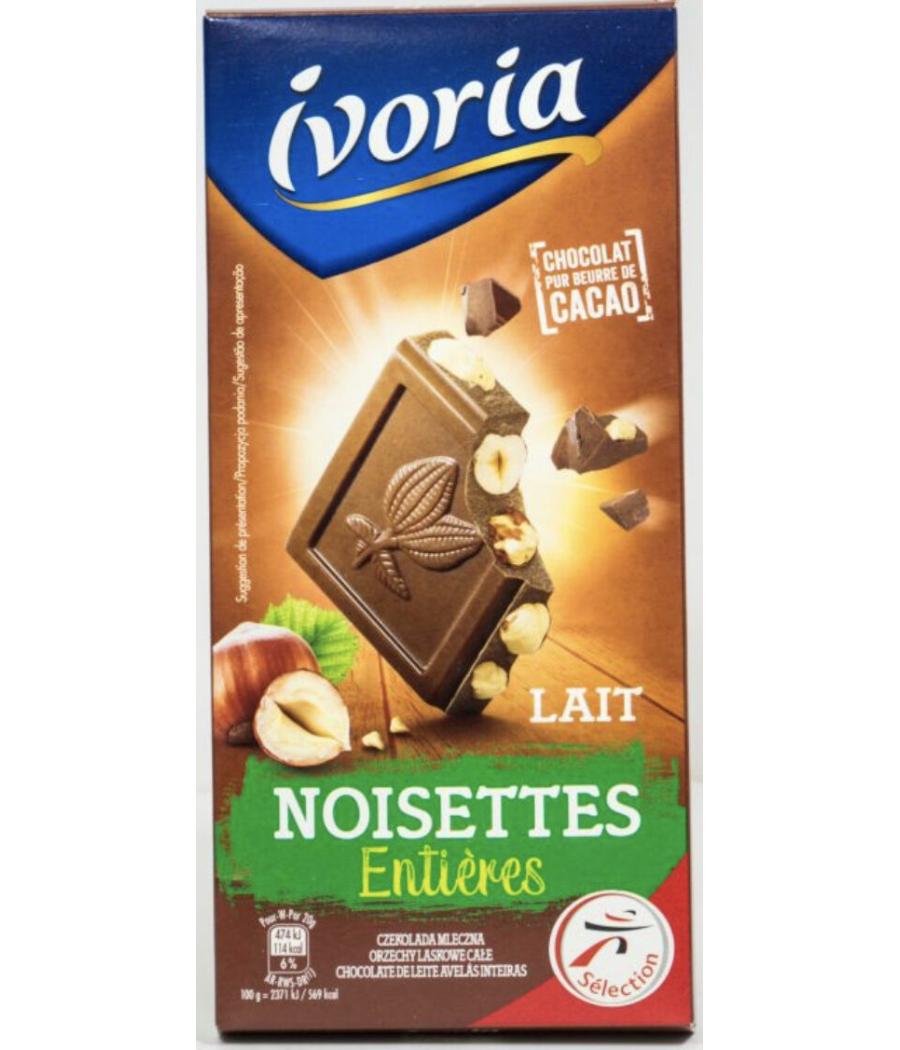 CHOCOLAT AU LAIT AUX NOISETTES ENTIERES 200 G