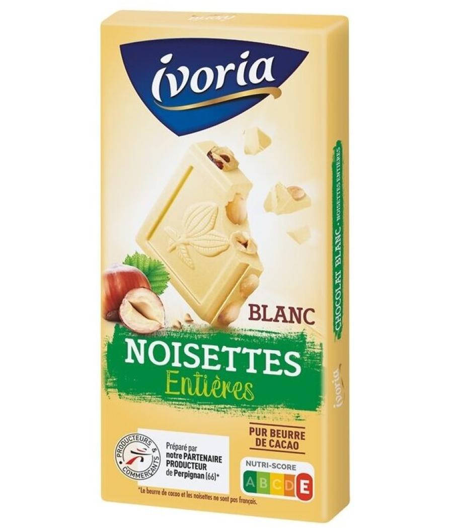 TABLETTE DE CHOCOLAT BLANC AUX NOISETTES IVORIA 200G