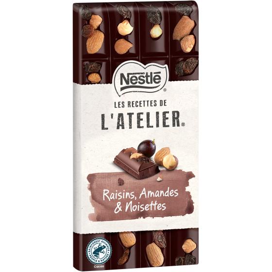 NESTLE L'ATELIER TABLETTE CHOCOLAT NOIR RAISINS - 170G