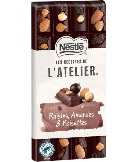 NESTLE L'ATELIER TABLETTE CHOCOLAT NOIR RAISINS - 170G