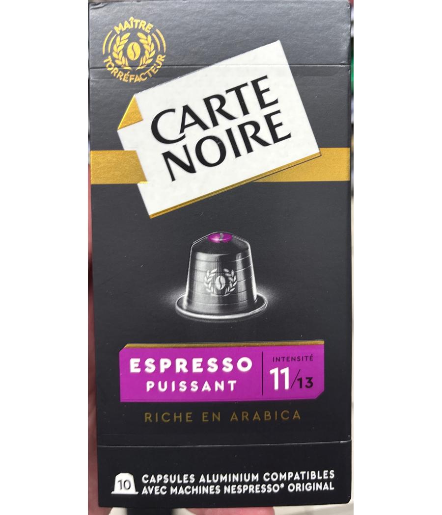DOSETTE CAPSULES ESPRESSO INTENSITE 11 COMPATIBLE NESPRESSO CARTE NOIRE 55G