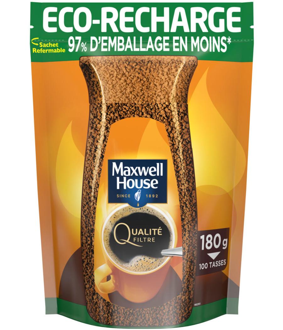 CAFE QUALITE FILTRE SOLUBLE MAXWELL HOUSE 180 G