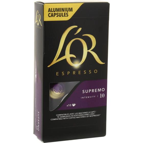 CAFE SUPREMO ESPRESSO INTENSITE 10  CAPSULES L'OR 52G