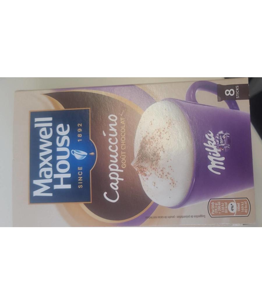 CAPPUCINO GOUT CHOCOLAT MILKA MAXWELL HOUSE 176G
