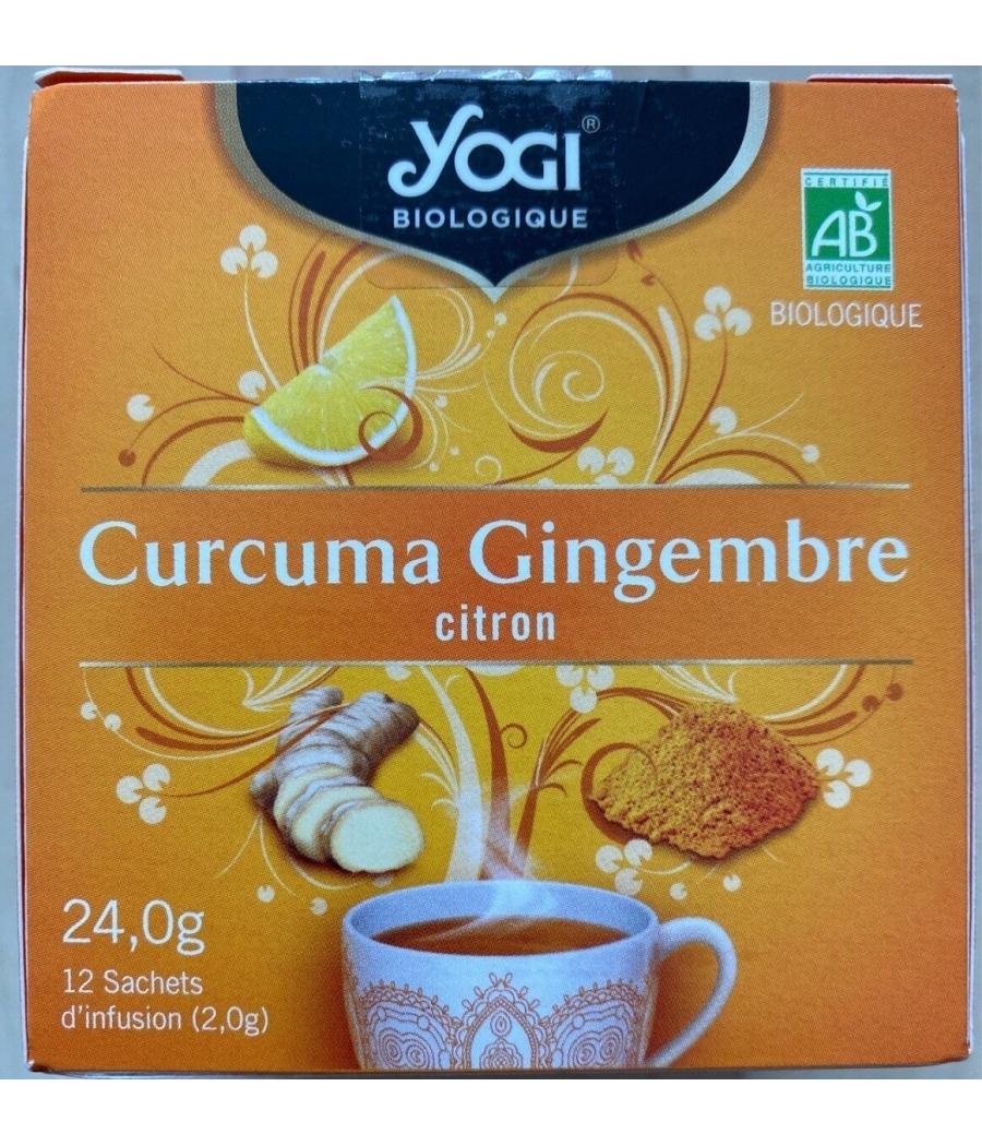 INFUSION BIO AU CURCUMA, GINGEMBRE ET CITRON YOGI 12 SACHETS 24G