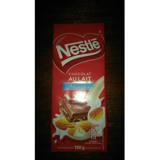 TABLETTE DE CHOCOLAT AU LAIT ET AUX AMANDES 100G