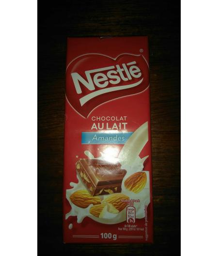 TABLETTE DE CHOCOLAT AU LAIT ET AUX AMANDES 100G