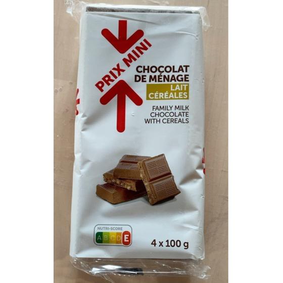 CHOCOLAT DE MENAGE LAIT CEREALES 4 X 100 G