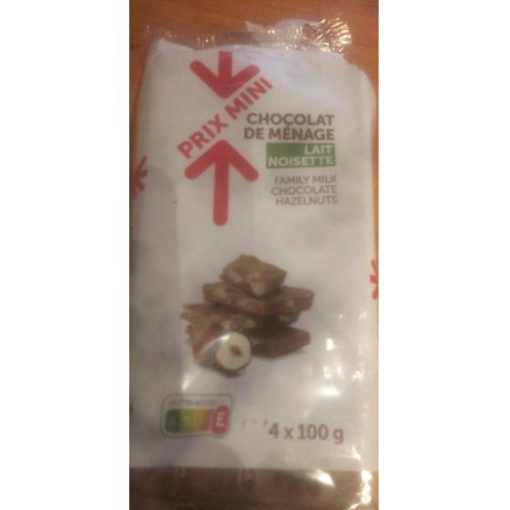 CHOCOLAT DE MENAGE LAIT NOISETTES 4 X 100 G