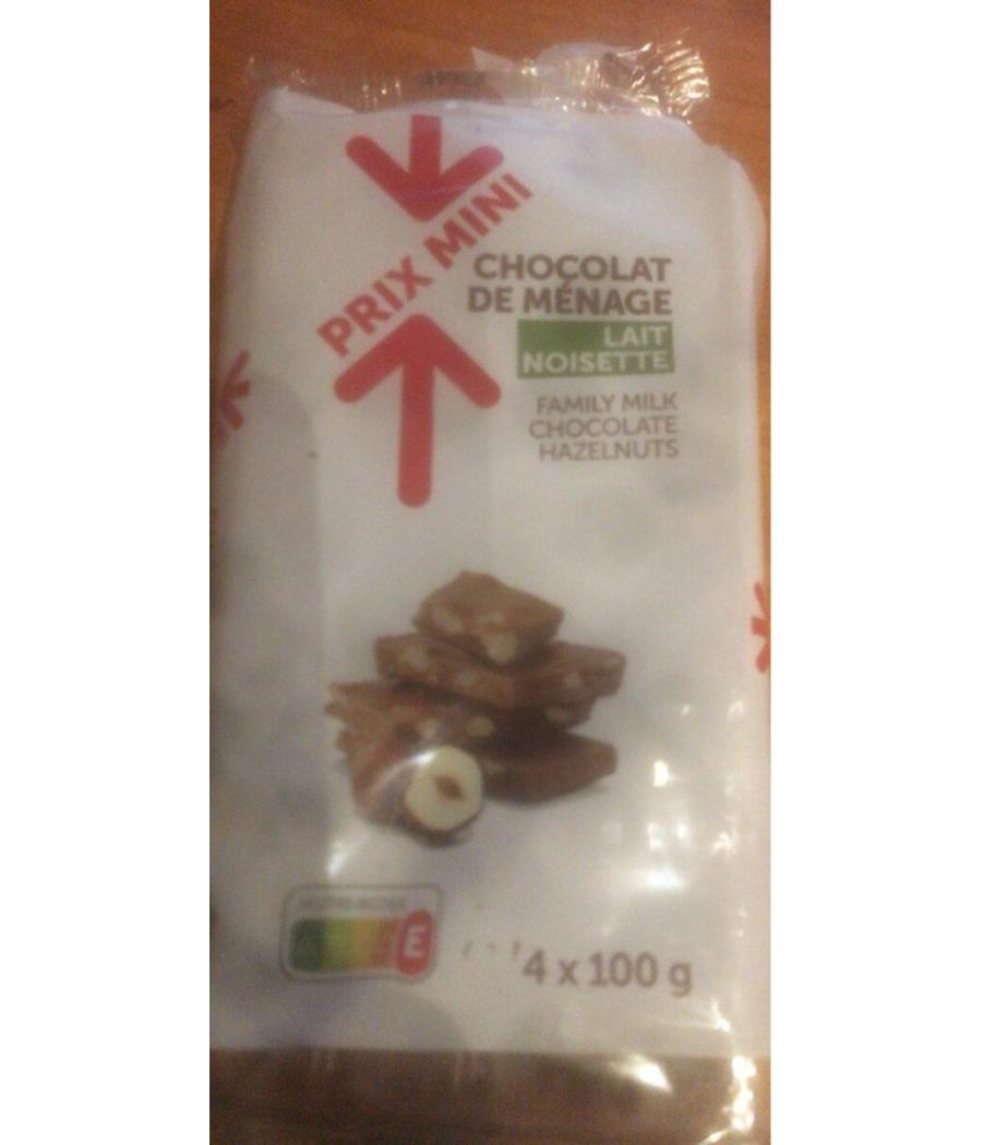 CHOCOLAT DE MENAGE LAIT NOISETTES 4 X 100 G