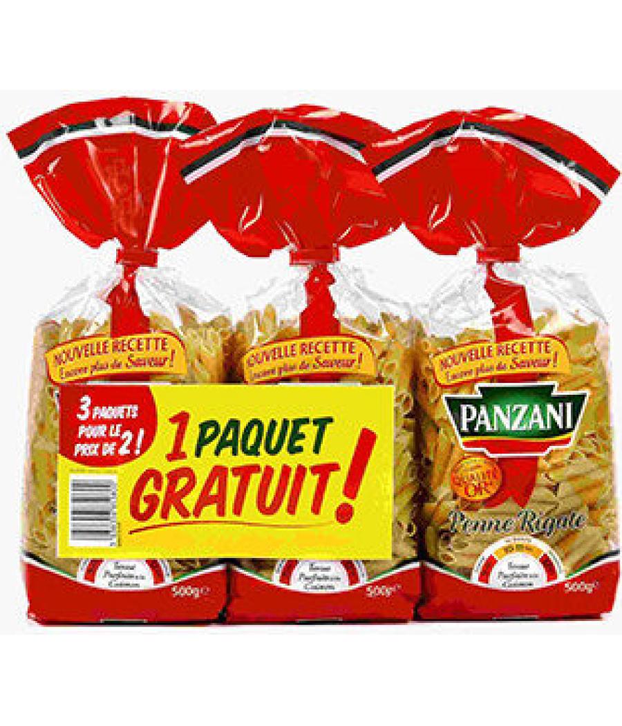 PANZANI PENNE RIGATE 2X500G +1 PAQUET GRATUIT