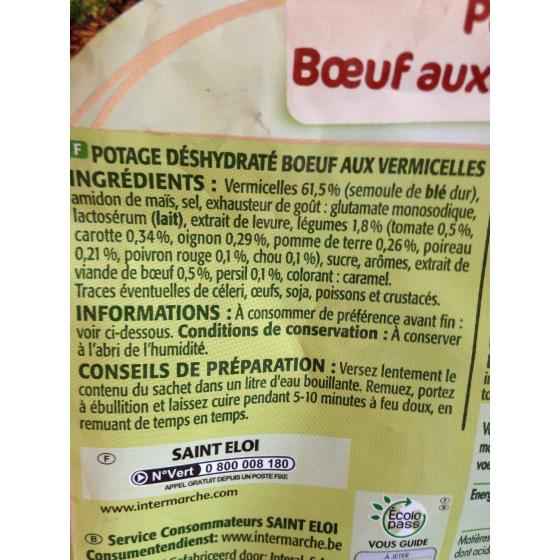 SOUPE DESHYDRATEE, BOEUF AU VERMICELLE, LE SACHET, 72G