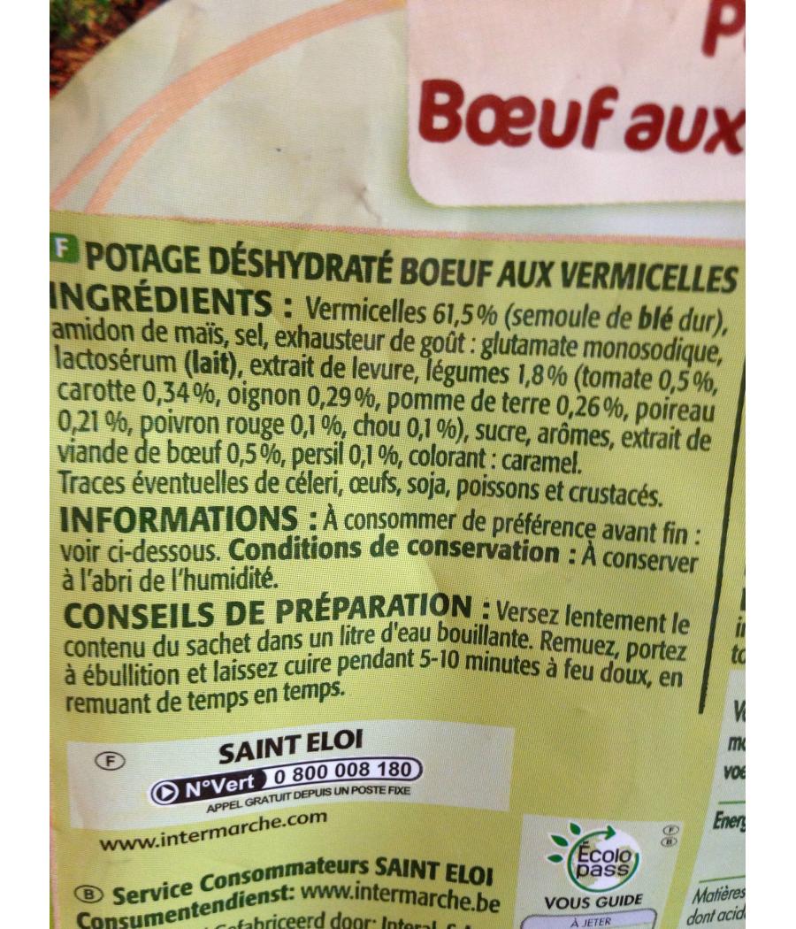 SOUPE DESHYDRATEE, BOEUF AU VERMICELLE, LE SACHET, 72G