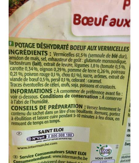 SOUPE DESHYDRATEE, BOEUF AU VERMICELLE, LE SACHET, 72G