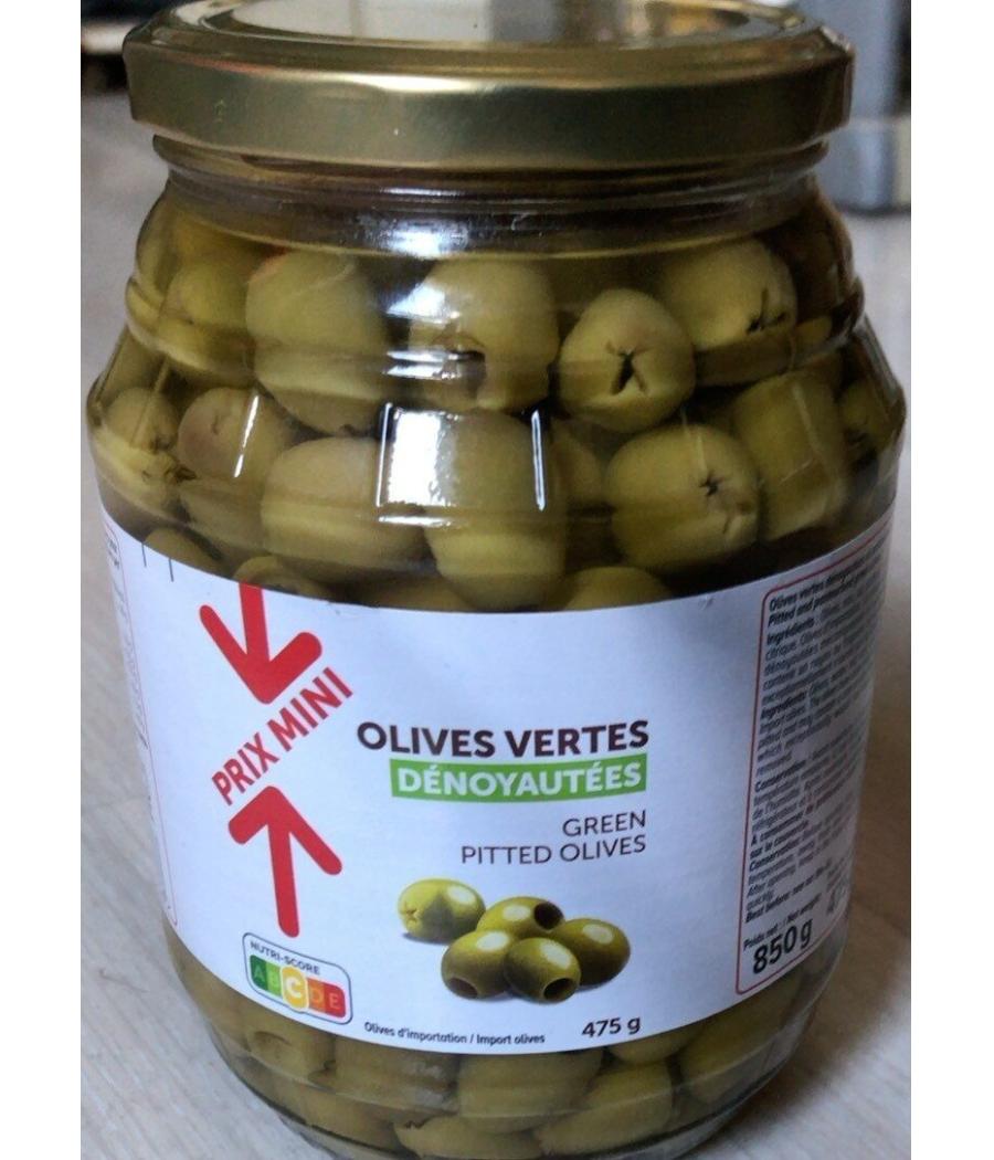 OLIVES VERTES DENOYAUTEES 850 G (EGOUTTE : 475 G)