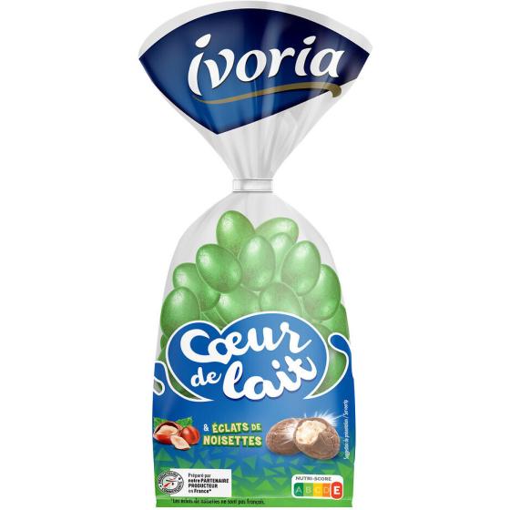 CHOCOLAT IVORIA  SACHET PETITS OEUFS FUN FOURRAGE LAIT ET ECLATS DE NOISETTES - 200G