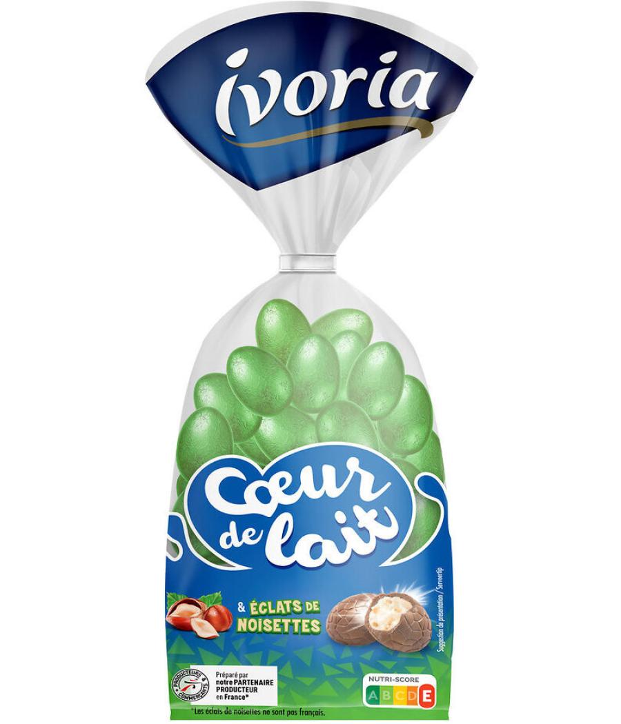 CHOCOLAT IVORIA  SACHET PETITS OEUFS FUN FOURRAGE LAIT ET ECLATS DE NOISETTES - 200G