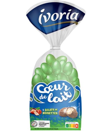 CHOCOLAT IVORIA  SACHET PETITS OEUFS FUN FOURRAGE LAIT ET ECLATS DE NOISETTES - 200G