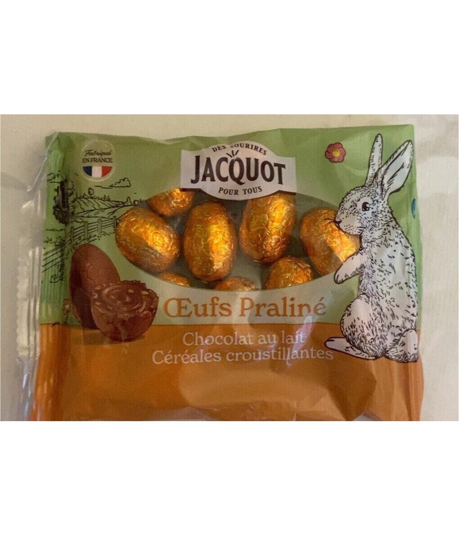 ŒUFS EN CHOCOLAT PRALINE AU LAIT CEREALES CROUSTILLANTES JACQUOT 100G