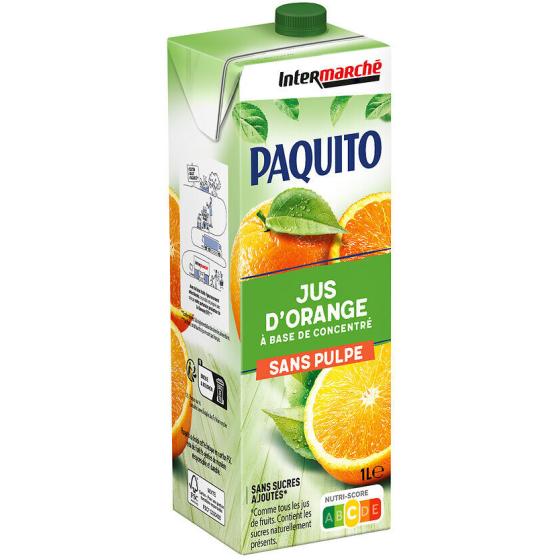 JUS DE FRUITS D'ORANGE SANS PULPE PAQUITO 1L