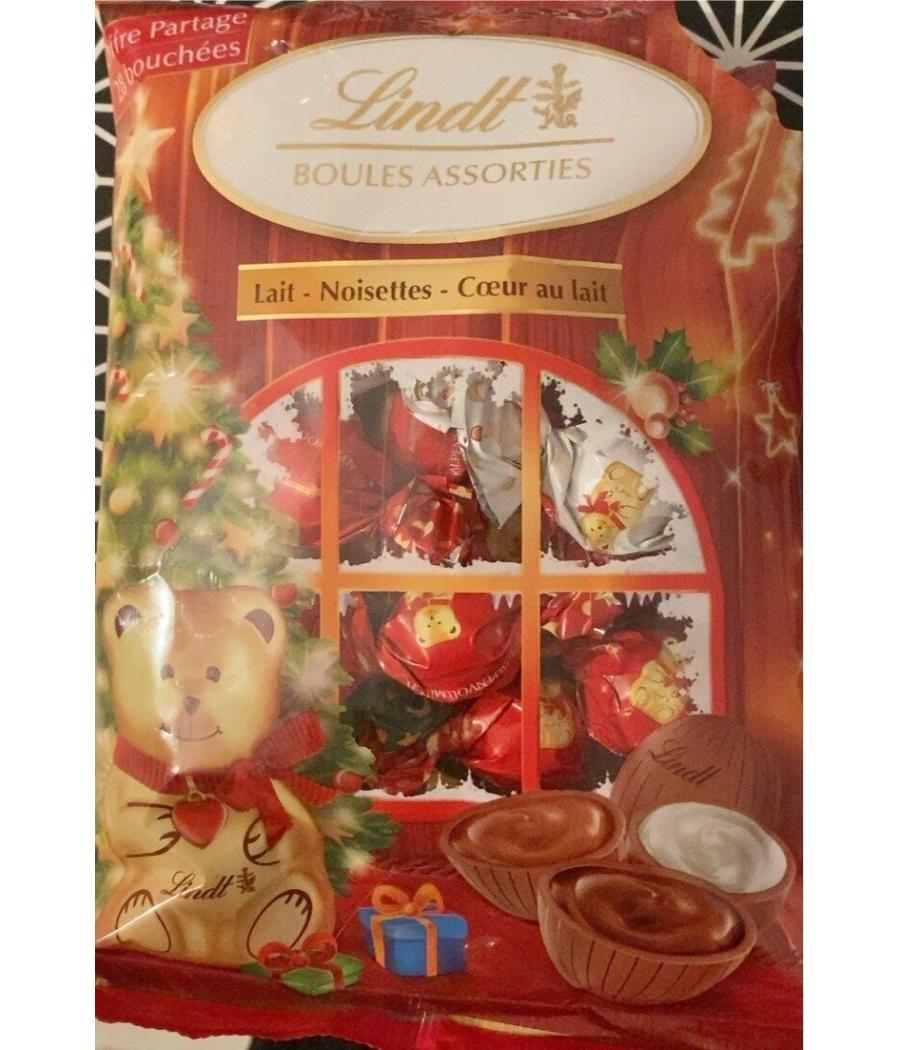 CHOCOLAT AUX LAITS ET NOISETTES BOULES ASSORTIES LINDT  145G