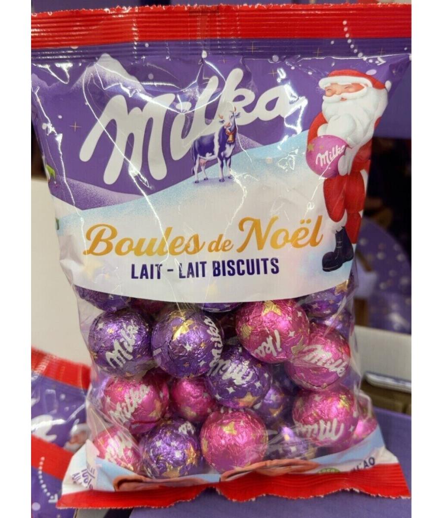 BONBON CHOCOLAT AU LAIT ET BISCUIT BOULE DE NOEL MILKA 350G