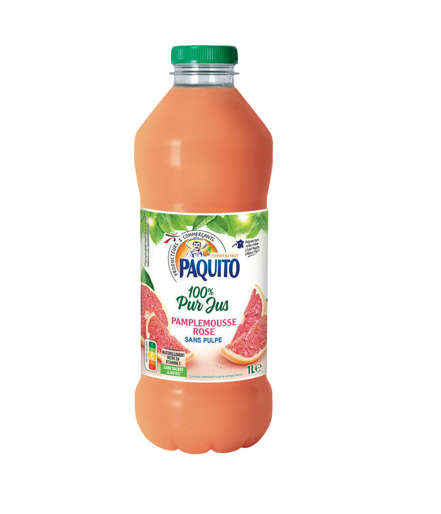 PUR JUS 100% PAMPLEMOUSSE ROSE SANS PULPE PAQUITO 1L