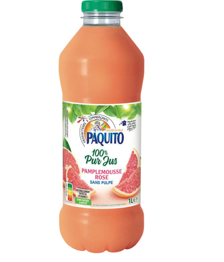PUR JUS 100% PAMPLEMOUSSE ROSE SANS PULPE PAQUITO 1L