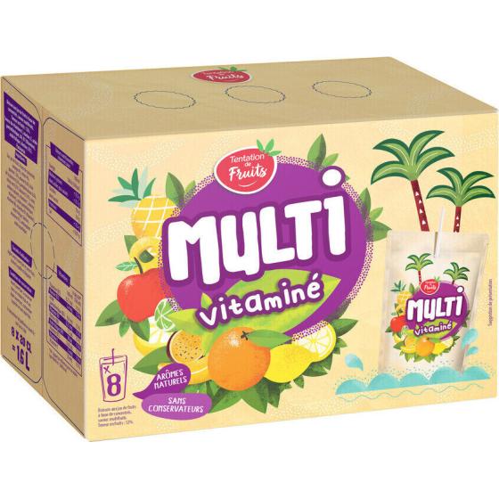 JUS DE FRUITS MULTI VITAMINE TENTATION DE FRUITS 8X20CL