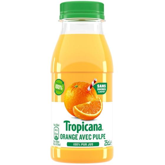 JUS DE FRUITS ORANGE AVEC PULPE TROPICANA 25CL