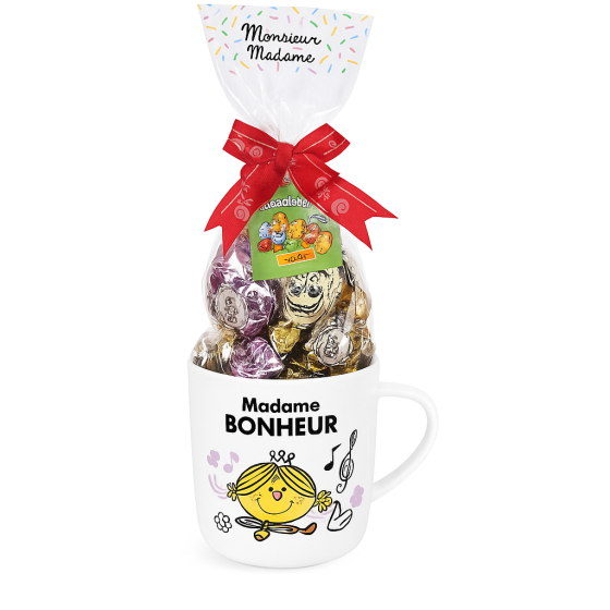 MUG REMPLIE DE  CHOCOLAT AU LAIT PRALINES ET CEREALES FIZZY 100G