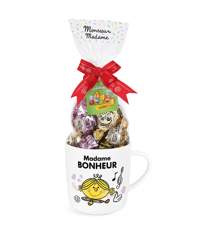 MUG REMPLIE DE  CHOCOLAT AU LAIT PRALINES ET CEREALES FIZZY 100G