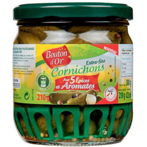 CORNICHONS 5 AROMATES BOUTON D'OR 210 G